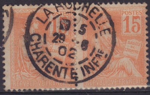 FRANCE 1902 SC# 117 Pair Center Strike Cancellation LA ROCHELLE Postmark