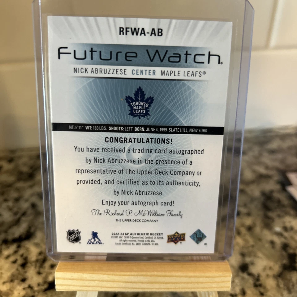 2022-23 Sp Retro Future Watch Auto Nick Abruzzese Toronto Maple Leafs /699 - Image 2 of 2