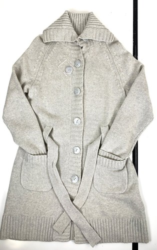 Lord & Taylor Cashmere and Wool blend Gray cardigan, belted size Large NWOT - Picture 7 of 19