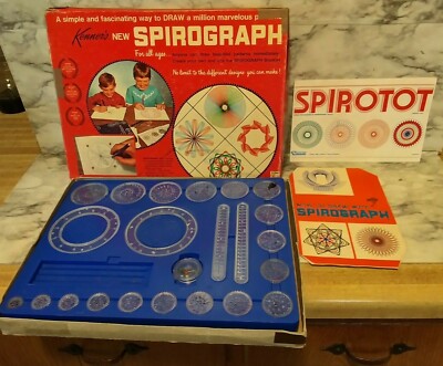 Vntg 1967 KENNER S Spirograph Blue Tray Set #401 in Box - ALL WHEELS & Booklet