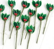 Bulk Package of 192 Miniature 3-1/2" Lacquered Holly Leaf Picks