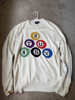Stussy Sweater Billiards Pool 8Ball Knit Size Large RARE | eBay