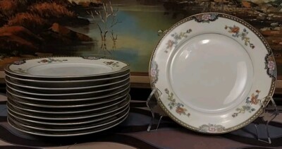 Antique Noritake 7.5'' Bread Plates, Floral Design, Cherry Blossom Mark, Perfect!
