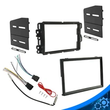 CAR STEREO DOUBLE 2 DIN RADIO DASH INSTALLATION BEZEL TRIM KIT W/ WIRING HARNESS