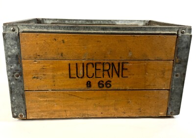 LUCERNE 1966 Vintage Wood Steel Frame Dairy Milk Beverage Delivery