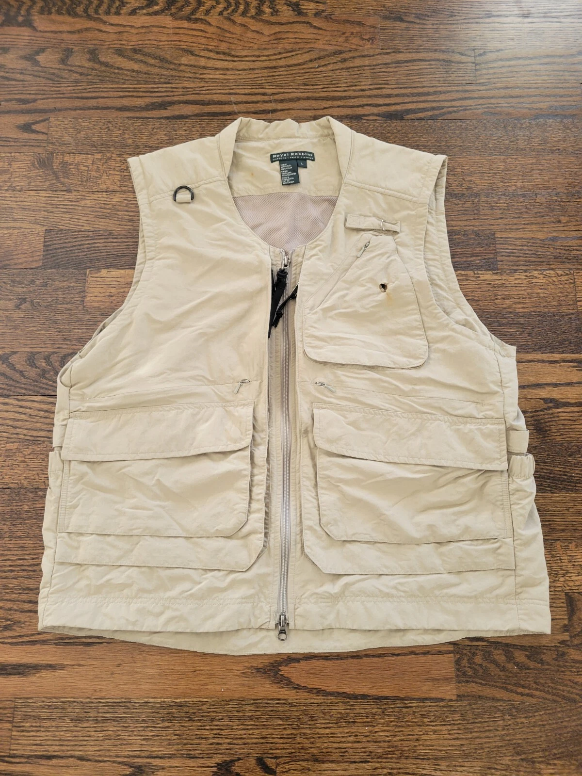 Royal Robbins Vest Men Large Tan Travel Safari Utility Photography Pockets