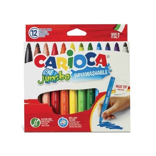 Pennarelli superlavabili Carioca Jumbo conf. da 12 colori assortiti 40569