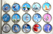 15 Frozen SILVER Flat Bottle Cap Necklaces Set 10