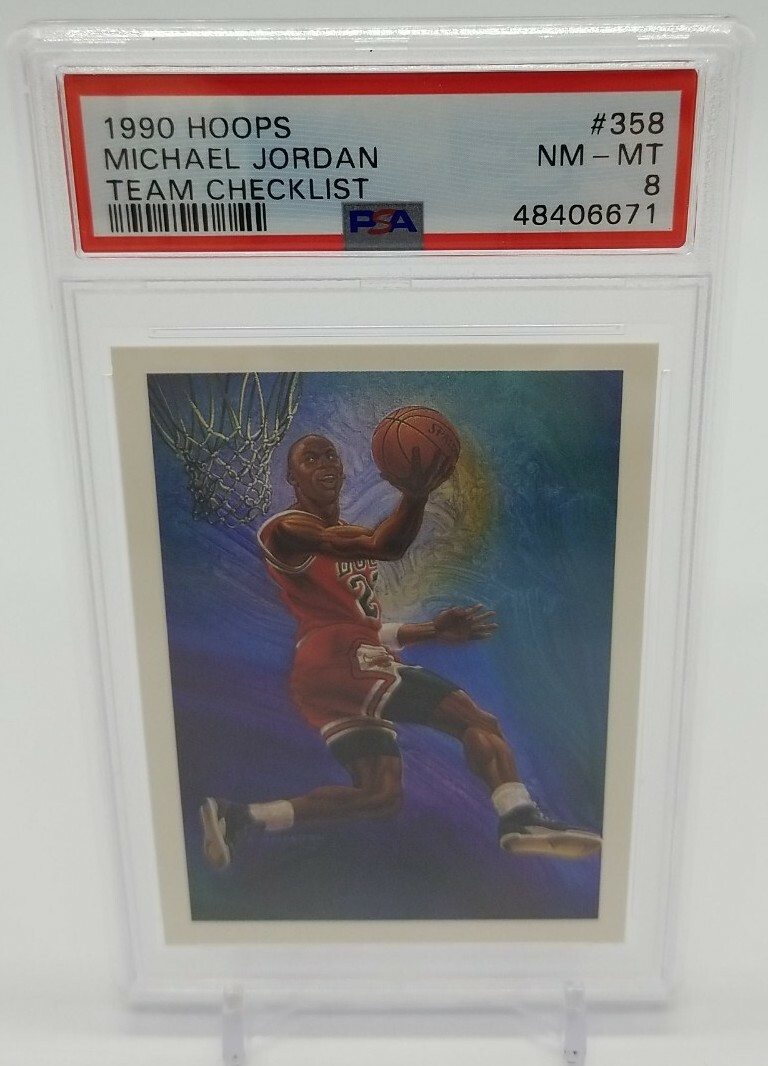 1990 NBA Hoops MICHAEL JORDAN Team Checklist PSA 8 NM-MT #358