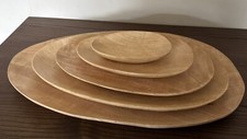 Stacking Wooden Serving Platters Buffet X 5 Set Light Wood 