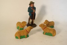 Uralt Masse Figuren Massefigur Sch&auml;fer Schafe Weihnachtsberg Pyramide um 1930