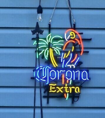 Corona Extra Parrot Neon Sign 20''x16'' Light Lamp Man Cave Glass Artwork SYA