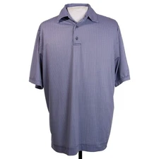 FootJoy Prodry Mens L Blue White Blue Houndstooth Golf Polo Shirt Polyester