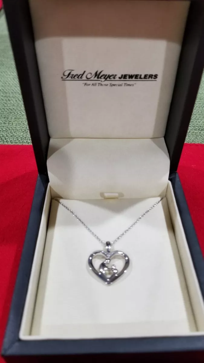 Fred Meyer Jewelers Diamond Heart Mother & Child Necklace. NIB