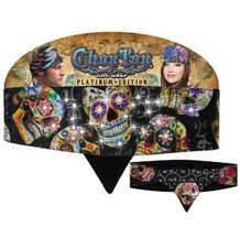 Sugar Skull Rhinestones Chop Top Biker Headband Bandanna Sweatband Head Wrap