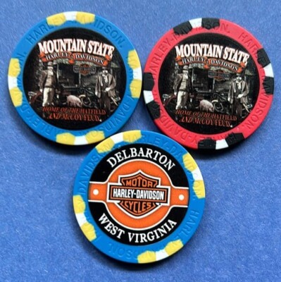 Harley Davidson Wide Print Poker Chips Mountain State HD West Virginia (Pick 1)