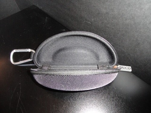 DUCO Designer Black Semi Soft Clam Shell Zip Around Eyeglass Sunglass Case - Picture 2 of 8