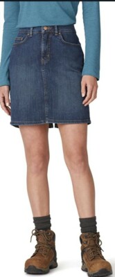 Dickies Women's Perfect Shape Denim Skirt Size 4. Stonewashed Indigo Blue 