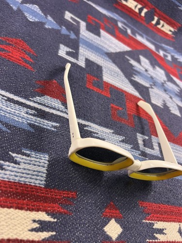 70’s 80’s VTG WILLSON GREECE glasses SQUARE sunglasses YELLOW & WHITE DISCO MOD - Picture 5 of 21