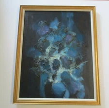 LARGE VINTAGE CHUNKY PAINTING  EXPRESSIONISM EXPRESSIONIST MODERNIST 30" 1970'S