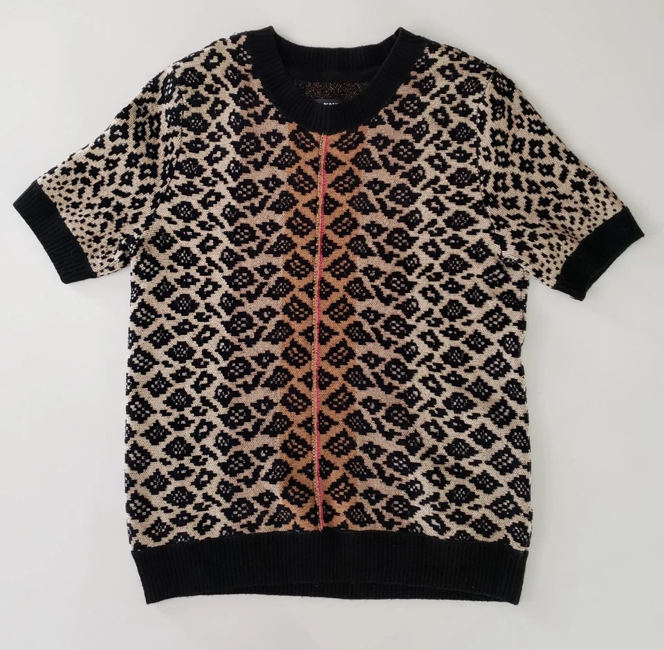 Suéter Anthropologie Maeve Ellinor Tejido Top Leopardo Talla Pequeña