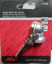 Milton Locking Angled Compact Tire Inflator Air Chuck 1/4" NPT Made in USA #S698