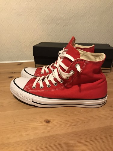 Red converse hi top baseball boots size 