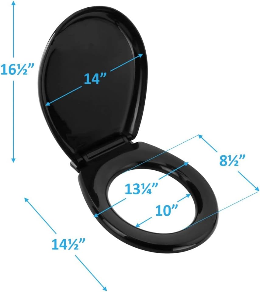 Black Slow Close round Toilet Seat No Slam Easy Soft Close Plastic