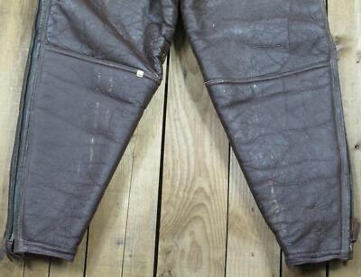 Vintage WWII US Navy Aero Leather Flyers Flight Trousers M-446A