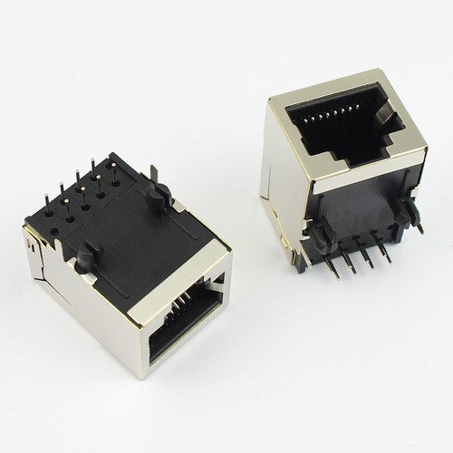 5Pcs Metal RJ45 8P8C 8 Pin Shielded PCB Mount Network Ethernet Socket Connector - Picture 4 of 12