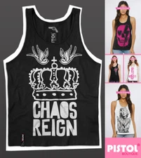 Pistol Boutique Women's Black casual CHAOS REIGN CROWN BIRDS Sleeveless Vest Top
