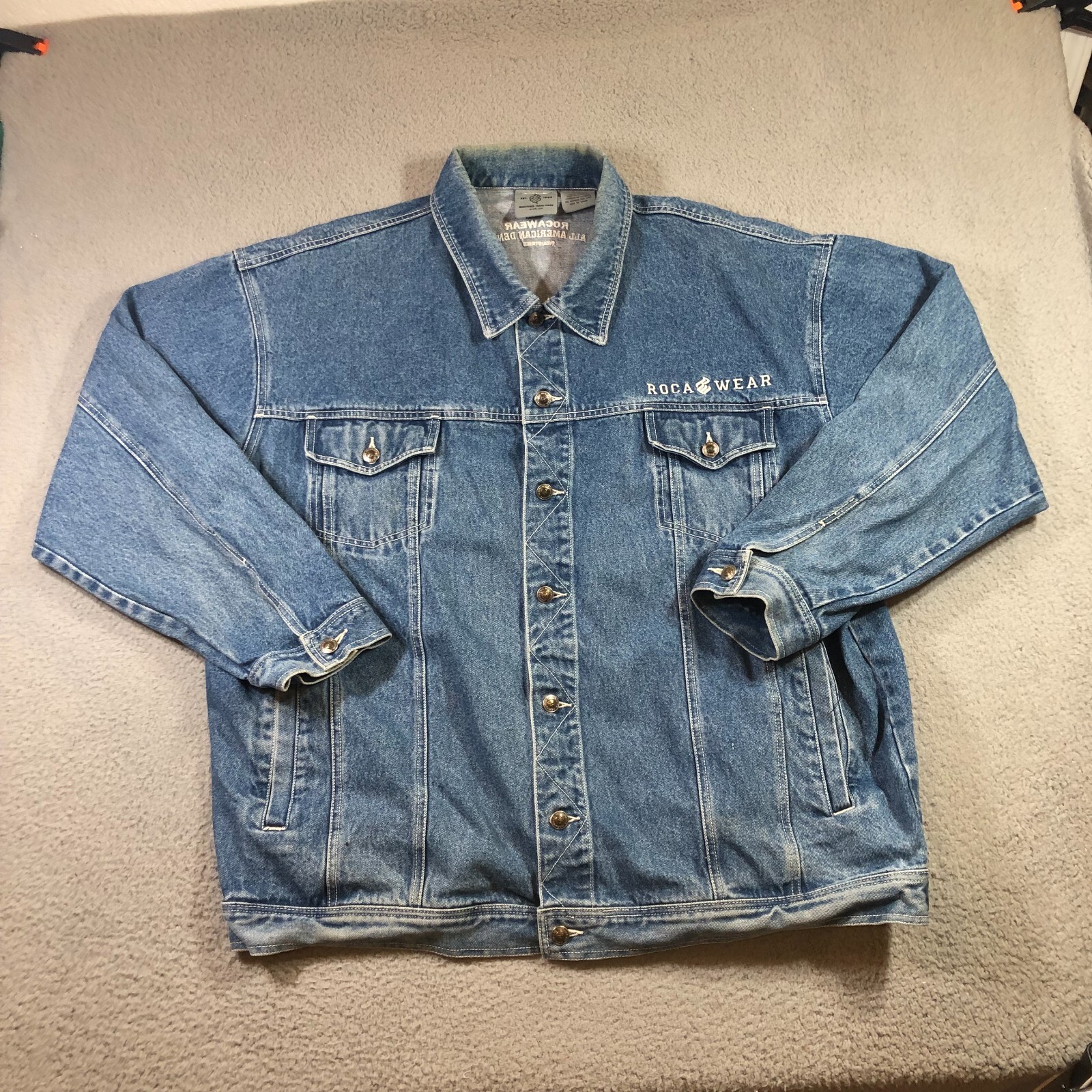 rocawear denim jacket  Mens 2XL blue oversized jay-Z rap hip hop y2k-image