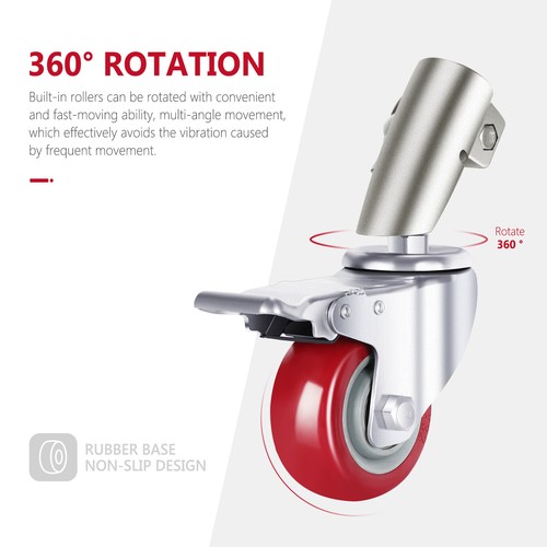 Neewer 3 Packs Professional Metal Swivel Caster Wheels Set with 75mm Diameter - Picture 6 of 7