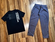 Under Armour Boys Small Outfit Short Sleeve T-shirt Pants With Side Zipper