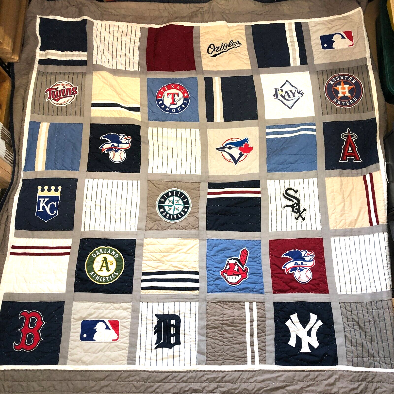 Pottery Barn Teen MLB AL League FULL Size 6-Piece Quilt and Sheet Set 2013