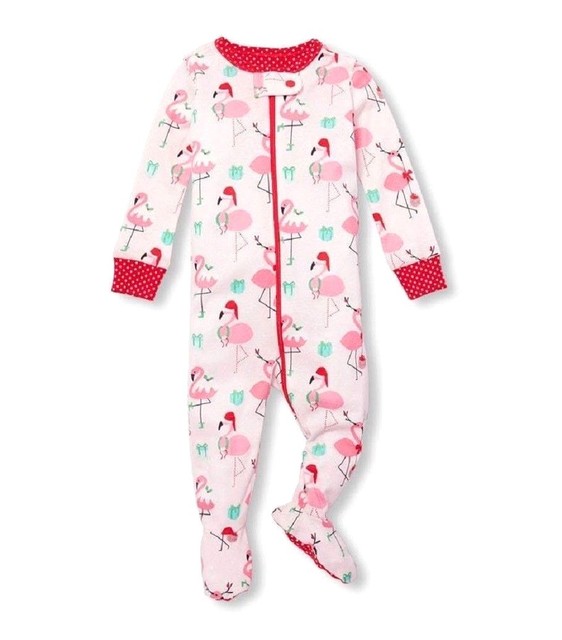 THE CHILDREN'S PLACE GIRLS IPC FLAMINGO CHRISTMAS FOOTED SLEEPER