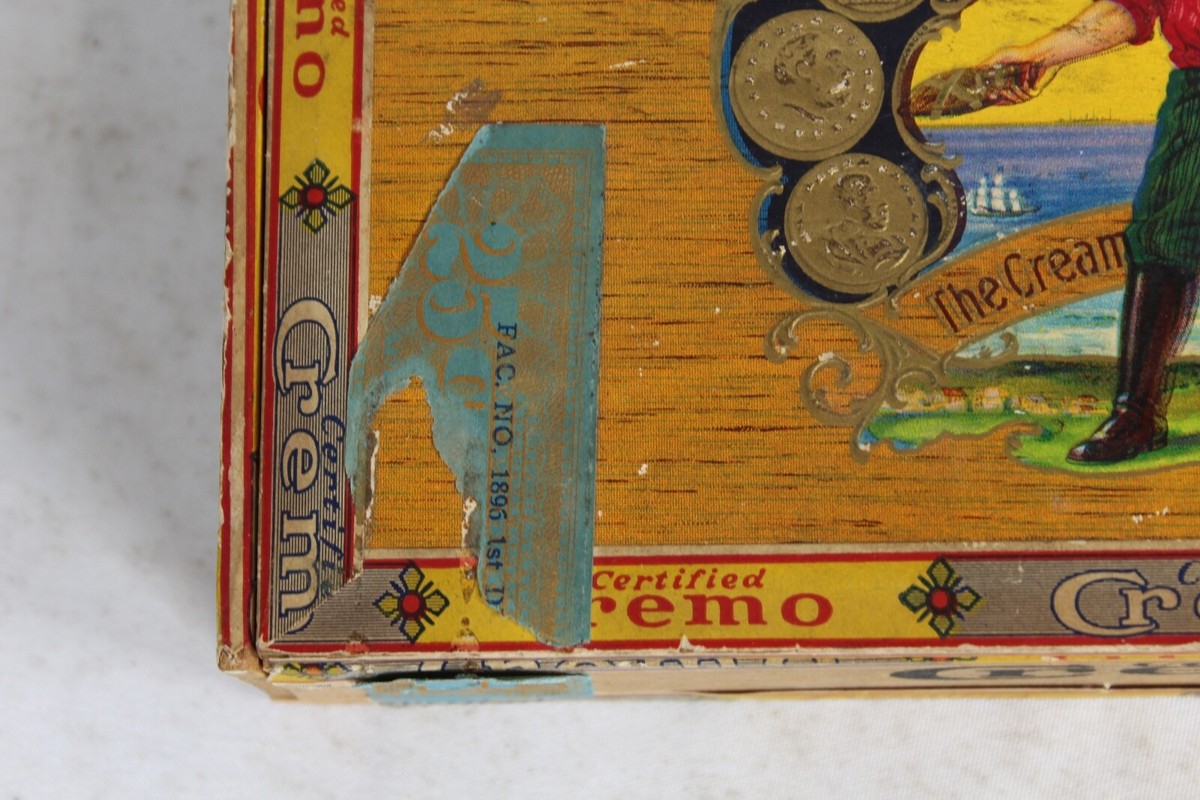 Antique CREMO Cigar Box Wood Cigar Box The Cream Of The Tobacco