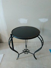 Ancienne Table De Salon En Fer Forgé Glasse Teintée Porte Plante