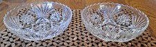 Pair of Vintage Starburst Pattern Pressed Cut Clear Glass Bowl Scalloped Edge