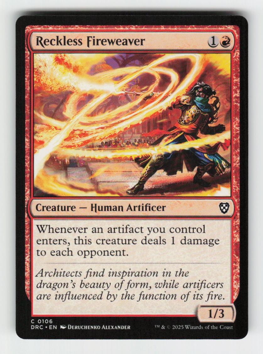 Reckless Fireweaver 106 Common Commander: Aetherdrift Magic: The Gathering NM