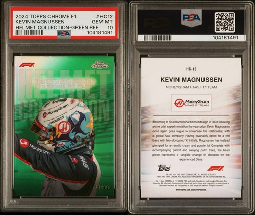 2024 Topps Chrome F1 Kevin Magnussen Helmet Green /99 SP HC-12 PSA 10 Gem Mint - Bild 3 von 4