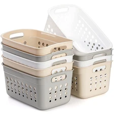 9 Pack Plastic Storage Basket, Small Pantry Organizer Basket Bins, Rectangula...