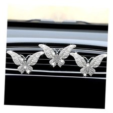 3PCS Bling Butterfly Car Air Vent Clips, Crystal Rhinestone Car Air White