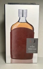 Viski Parker Flask Wrapped Leather  Glass Stainless Steel  7oz New in Box