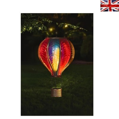 Mini Solar Heißluftballon Laterne - Wasserdicht Regenbogen LED Garten Licht, 36cm