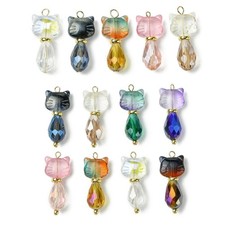 5Pcs/8Pcs Cats Charm for Jewelry Making Stylish Coloured Glaze Animal Pendants