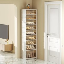 Stackable Shoe Storage Cabinet with Lids for Living Room, Collapsible Shoe 