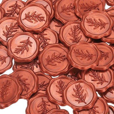 100Pcs Wax Stamp Stickers Wax Seal Self-Adhesive Foliage Pattern Wine Red