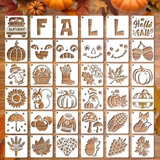 36Pcs 3x3 Inch Fall Stencils Painting for DIY Crafts Windows Wood