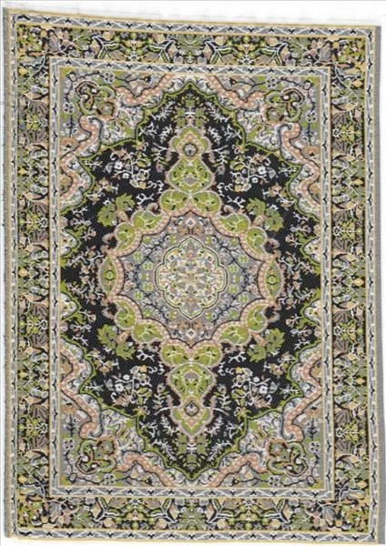 CREAL MINIATURES Perser-Teppich beige/blau/grün, Puppenhaus, Puppenstube 1:12